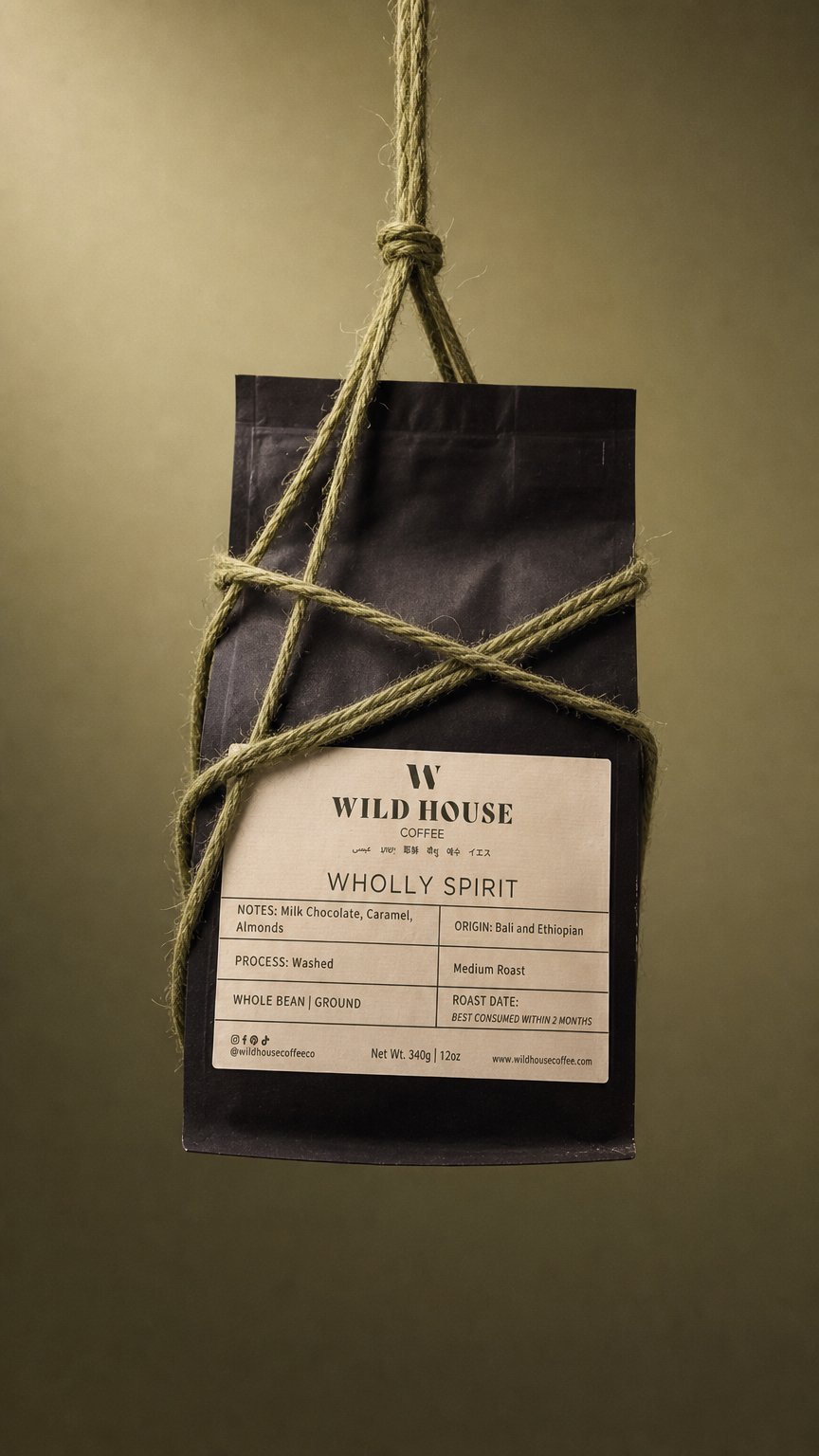 AI product shot of WHOLLY SPIRIT - ORGANIC LIGHT MEDIUM ROAST - Ethiopian & Bali