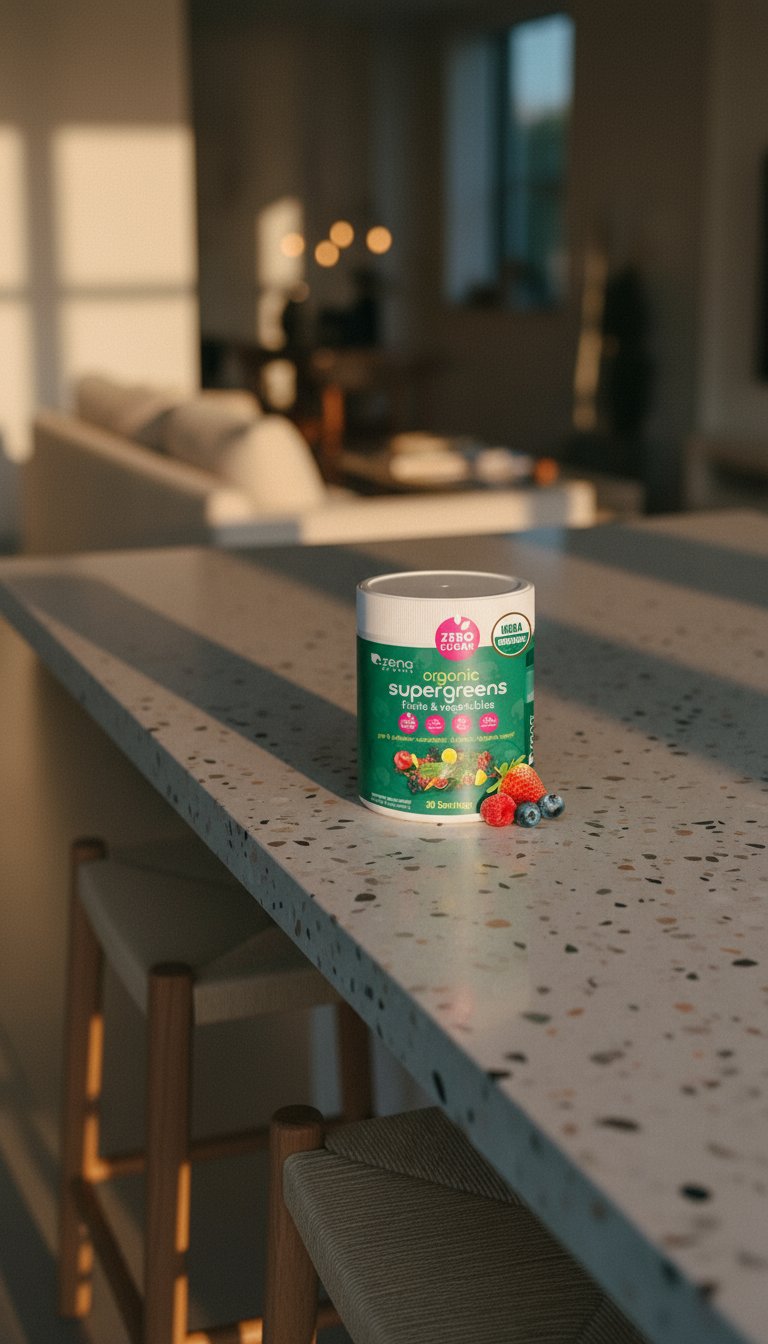 AI product shot of Organic Supergreens Tub