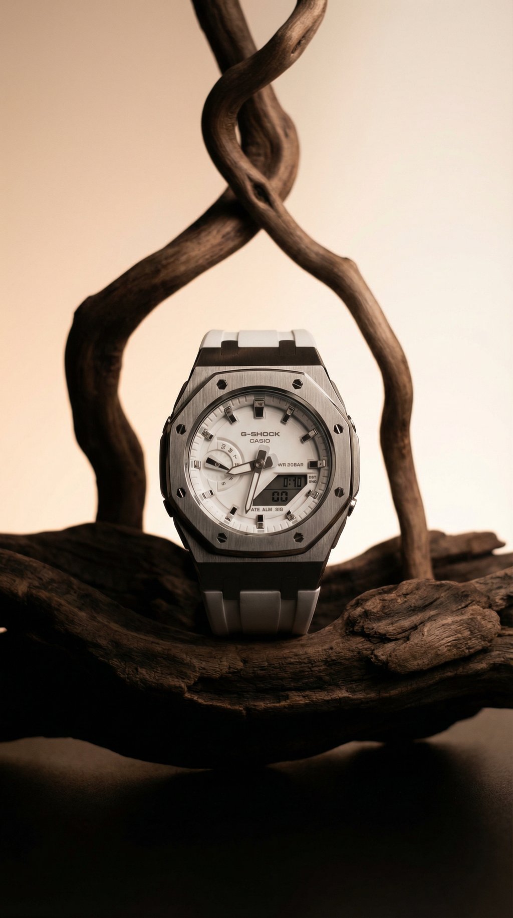 AI product shot of G-SHOCK - Blanche