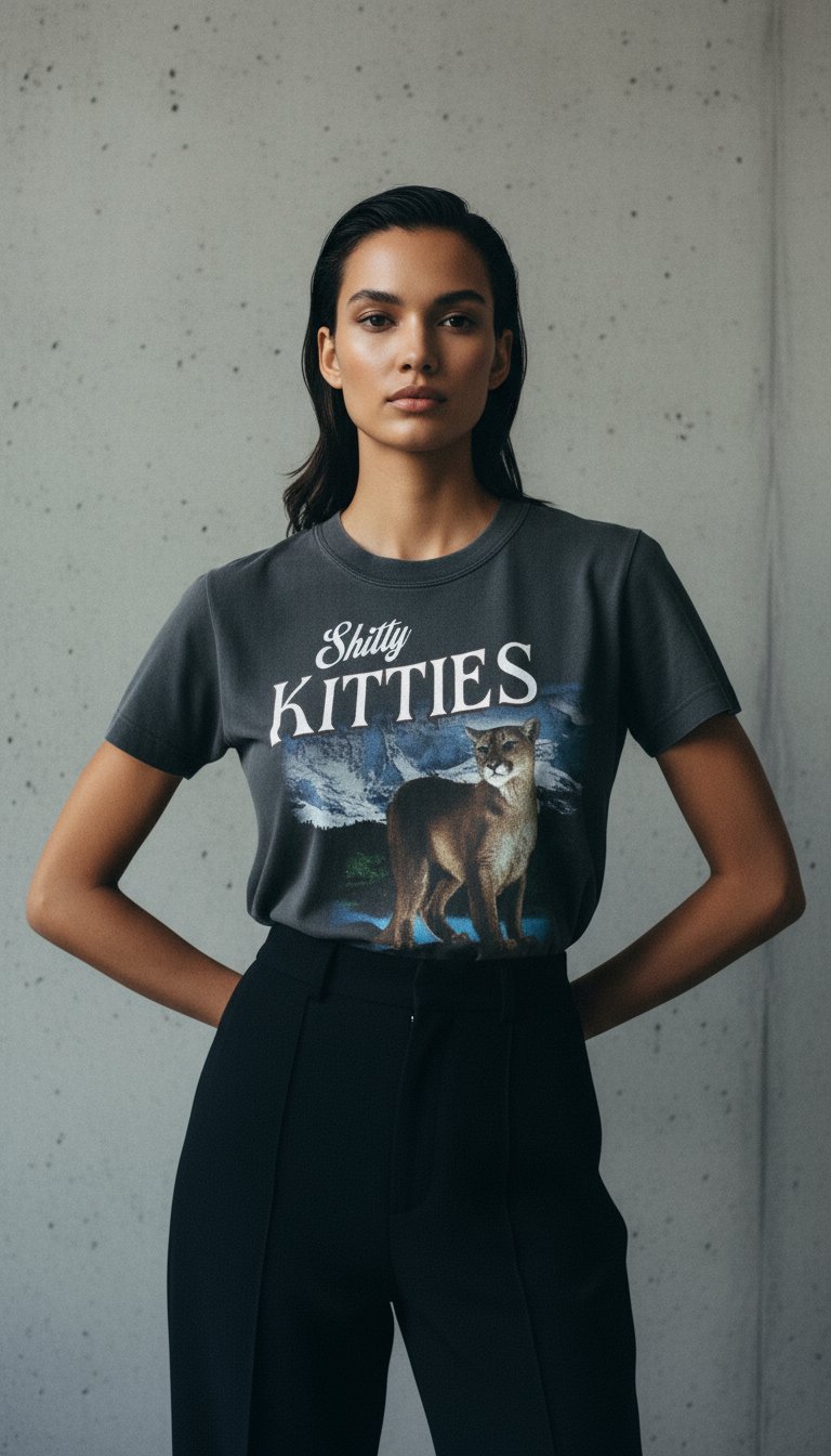 AI product shot of Shitty Kitties T-Shirt