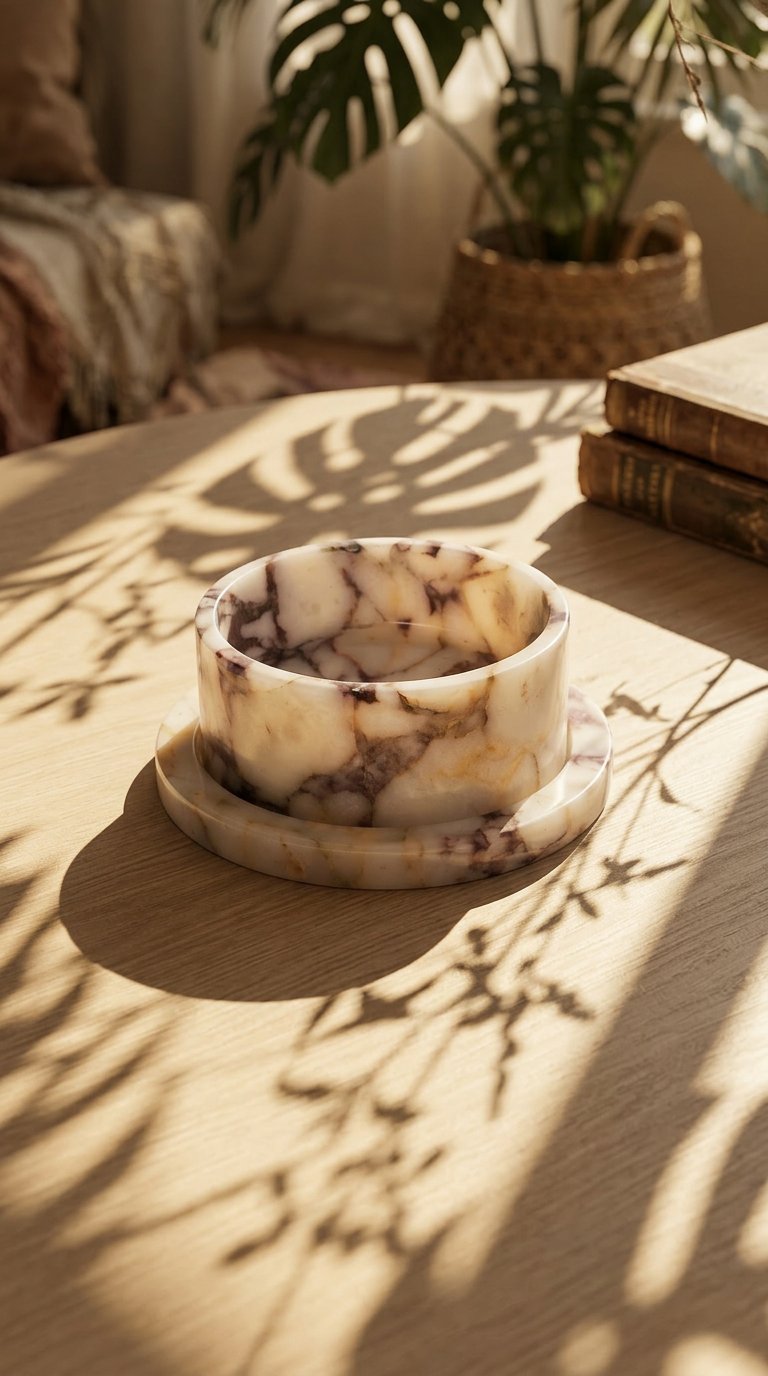 AI product shot of Marble Bowl & Tray Set - Viola Oro