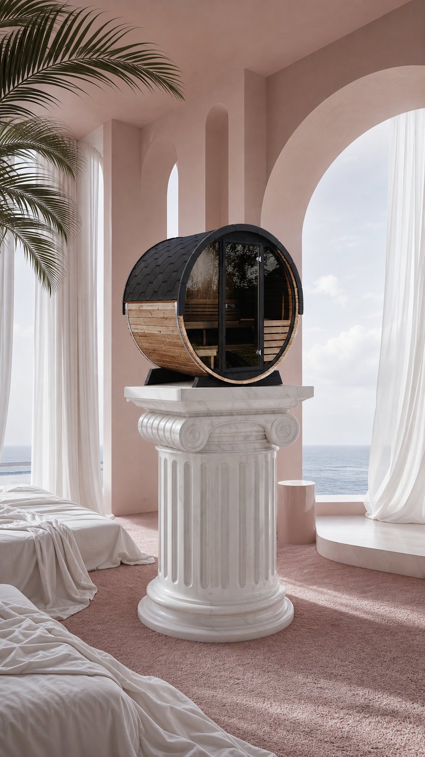 AI product shot of 4 Person Barrel Sauna - EE6G