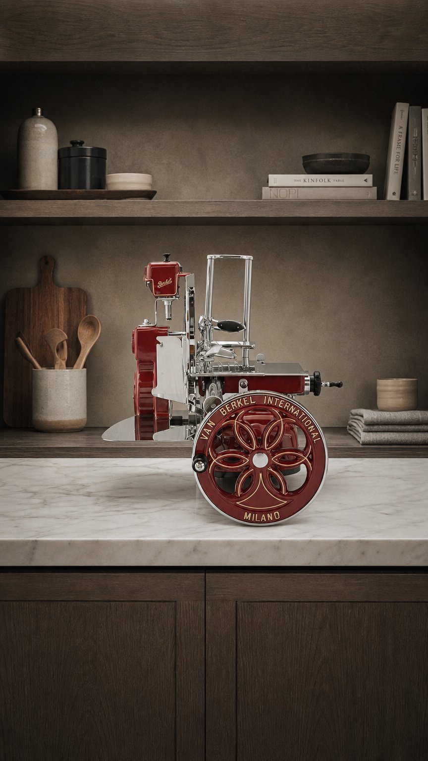 AI product shot of Berkel Volano B114 Rot inkl. Sockel
