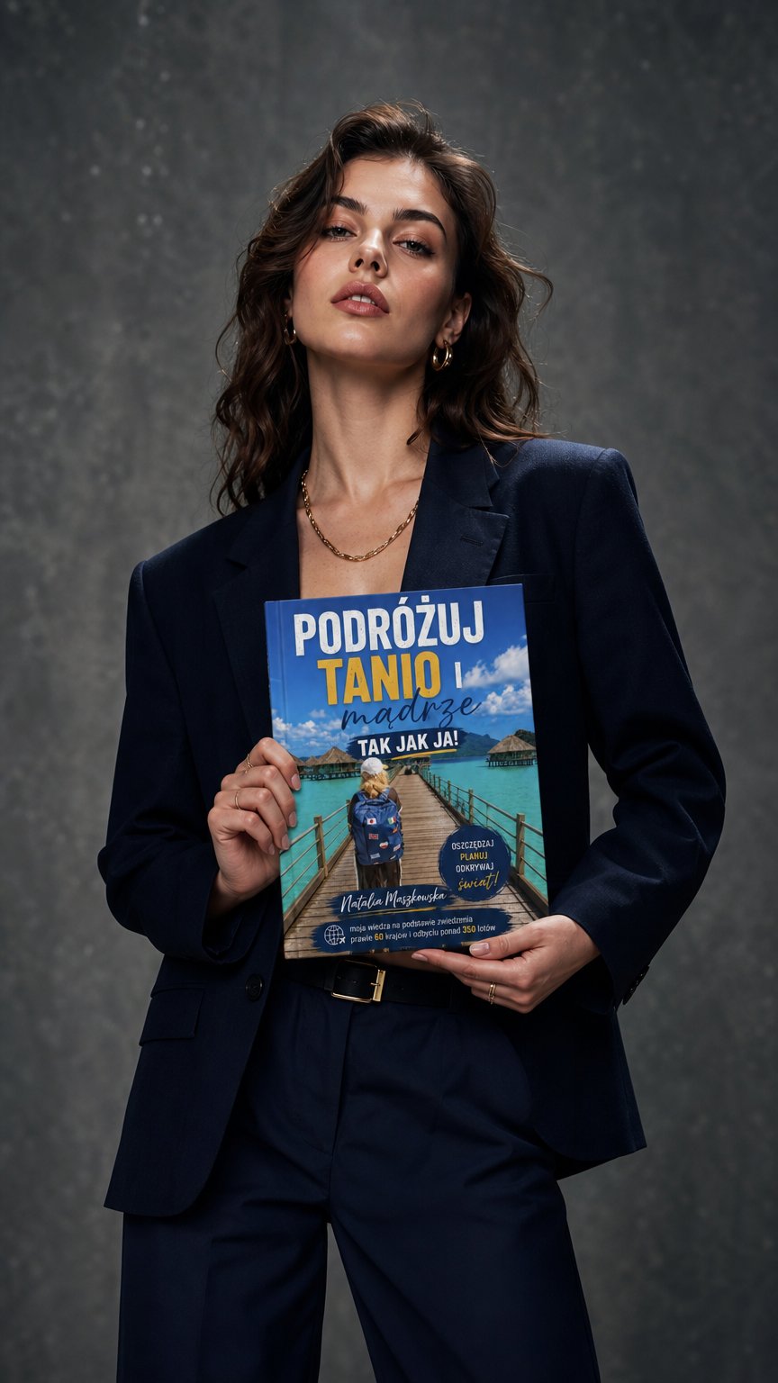 AI product shot of PODRÓŻUJ TANIO I MĄDRZE TAK JAK JA!