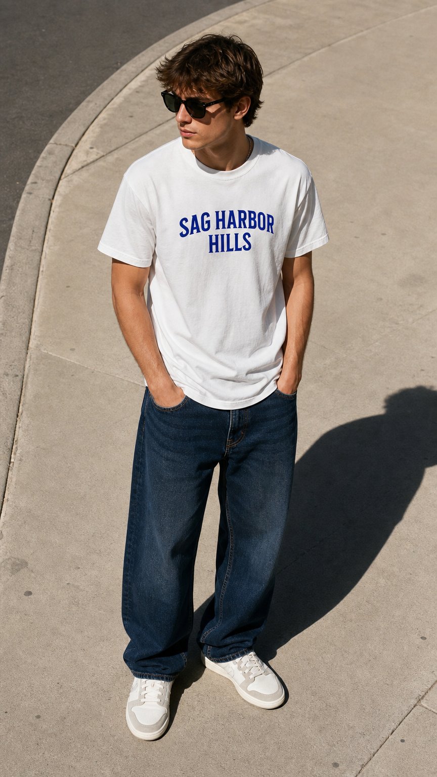 AI product shot of Sag Harbor Hills SANS Community Heritage Tee