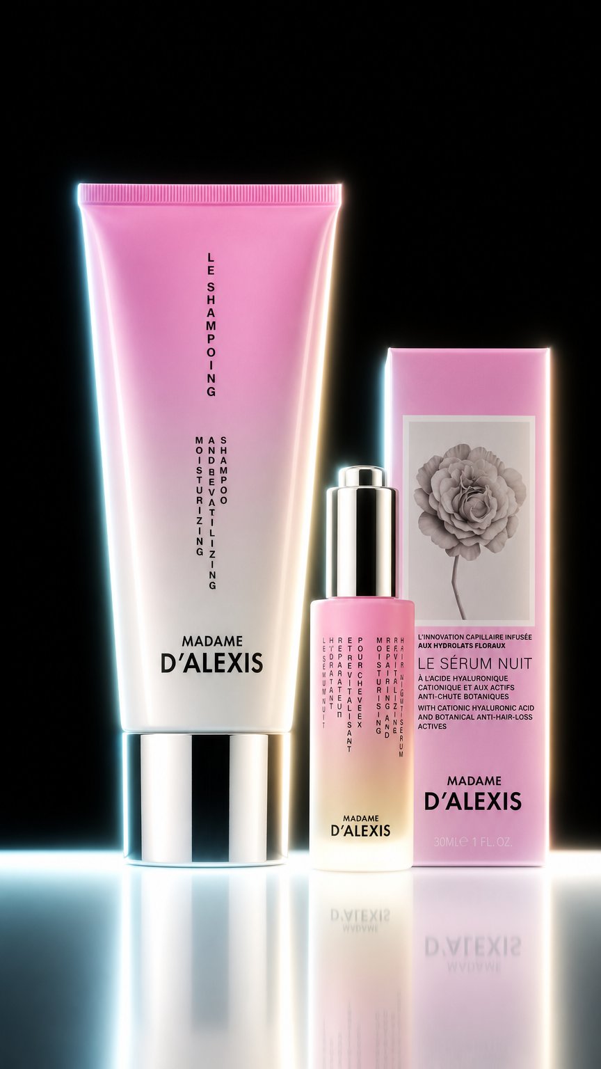 AI product shot of Le Pack Cuir Chevelu Sensible - Shampoing et Sérum Nuit aux hydrolats bio