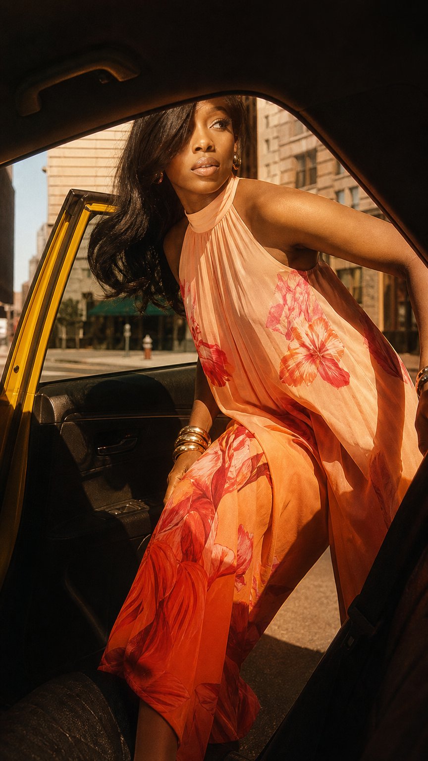 AI product shot of Seraphina Floral Halter Neck Jumpsuit