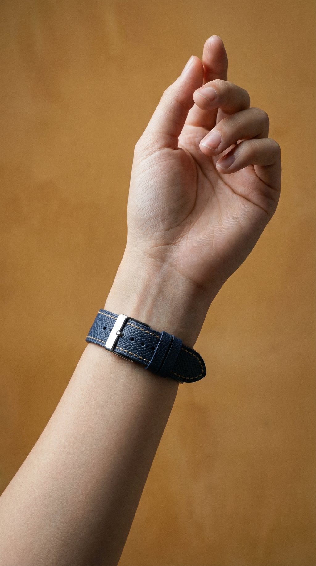 AI product shot of Classic Textured Leather Strap with Quick Release Pin Buckle