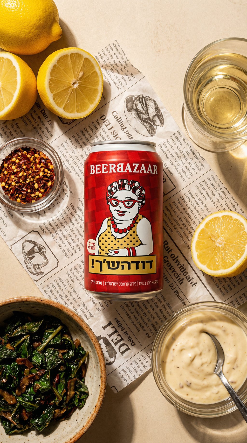 AI product shot of דודה'שך - Amber Ale