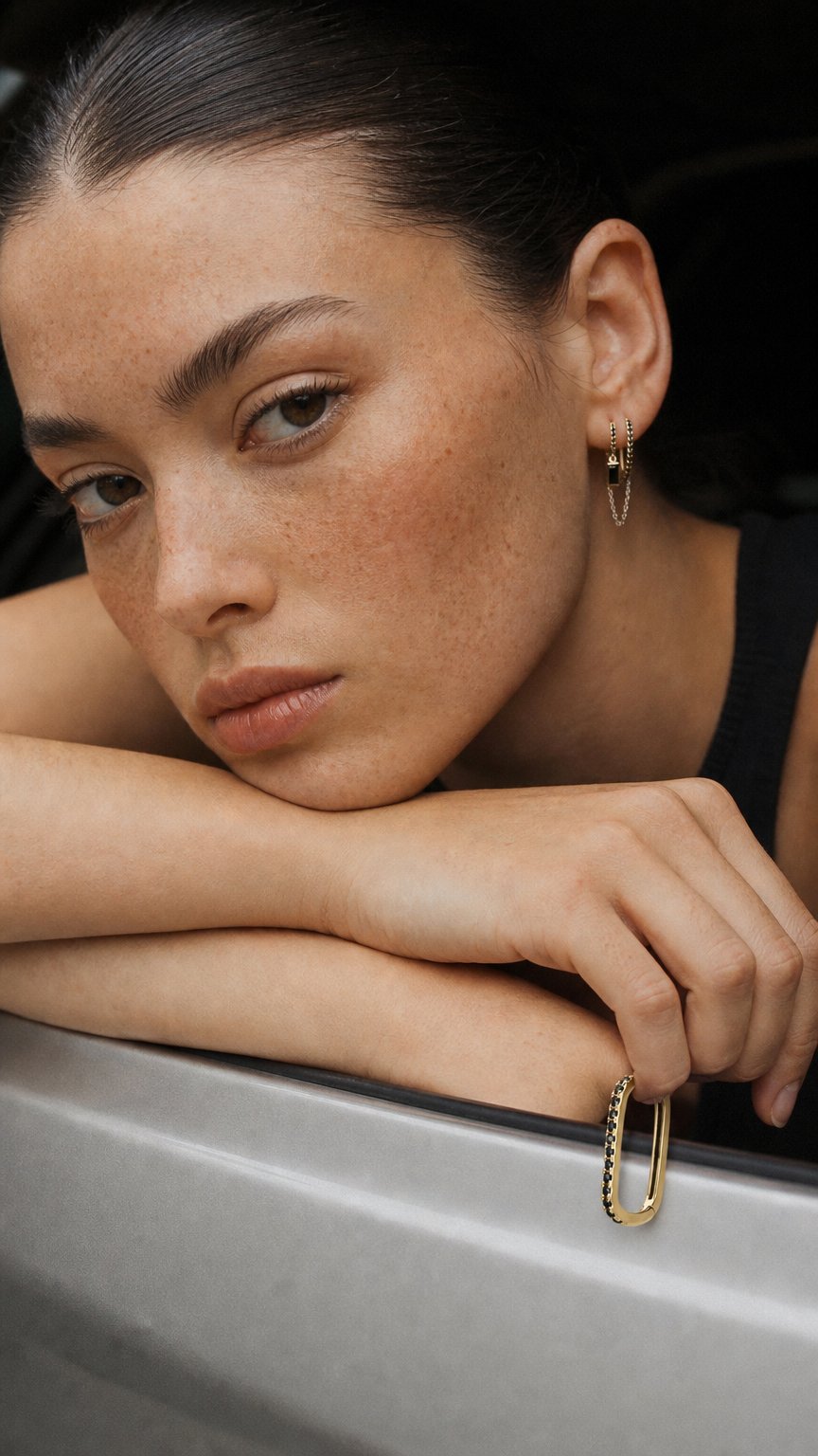 AI product shot of Paperclip Earrings