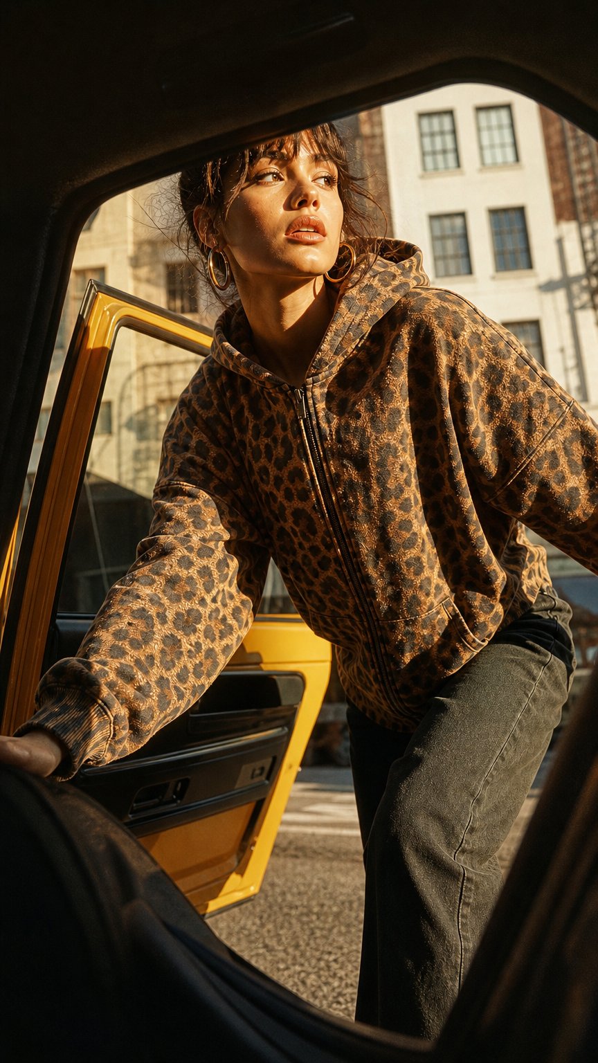 AI product shot of LEONIE SWEATSHIRT leopard