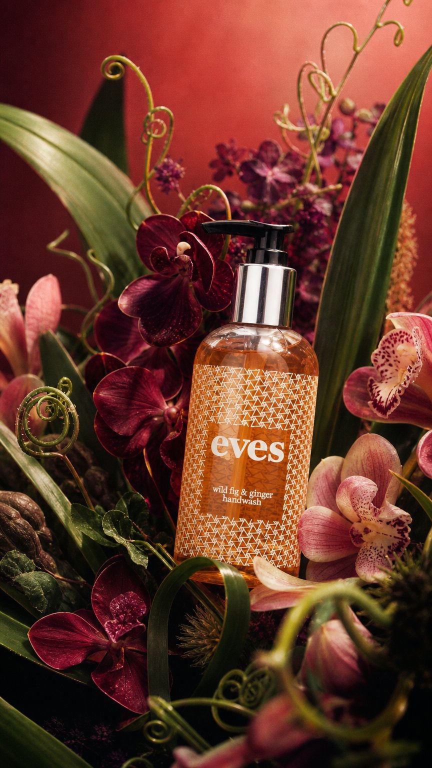 AI product shot of Wild Fig and Ginger Handwash 250ml
