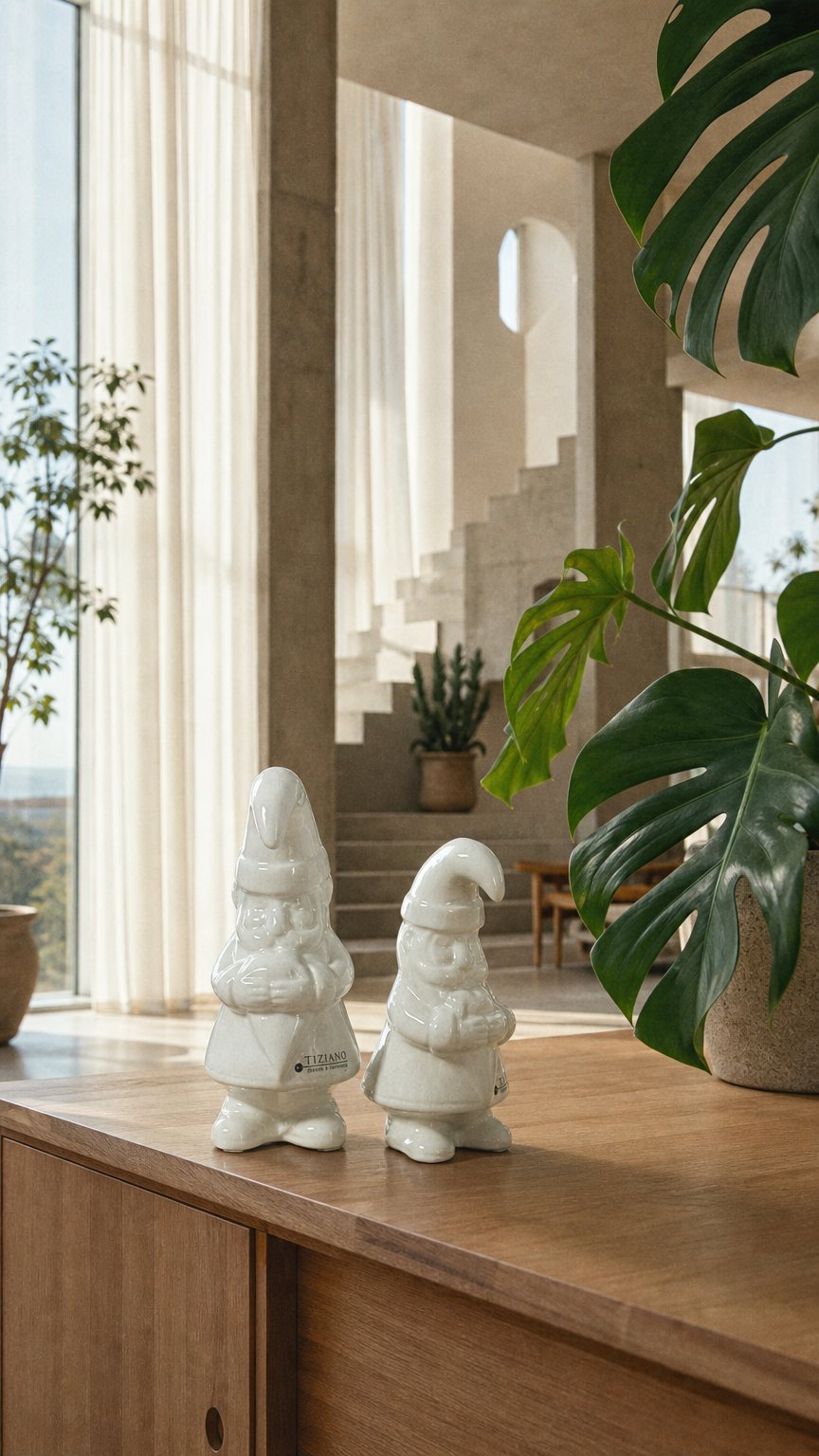 AI product shot of Deko Santa Sam mit Herz creme-weiß