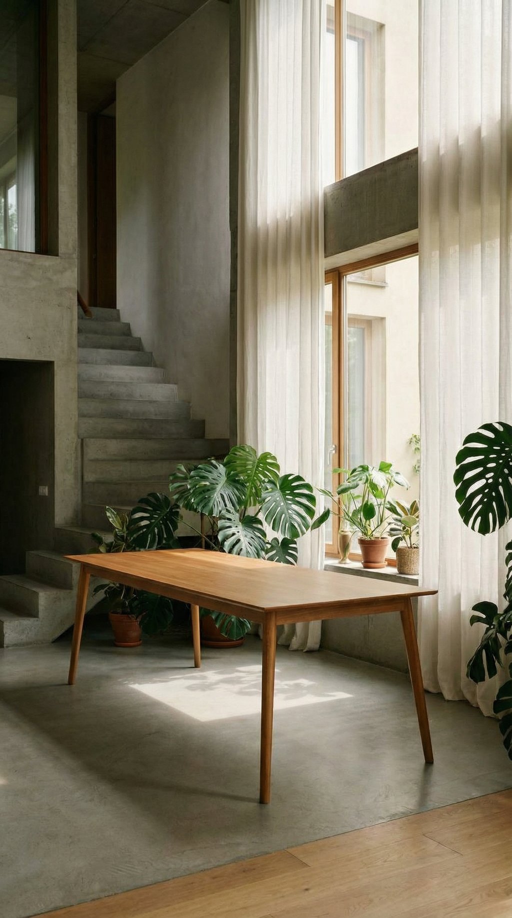 AI product shot of Mid-Century Modern Dining Table - 94"