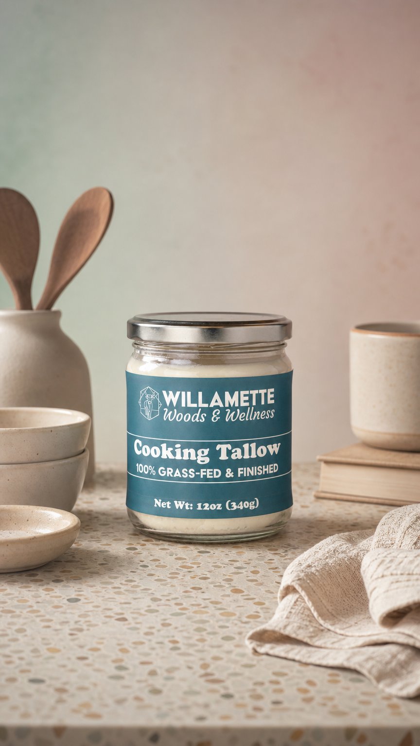 AI product shot of Grass-Fed & Finished Beef Tallow