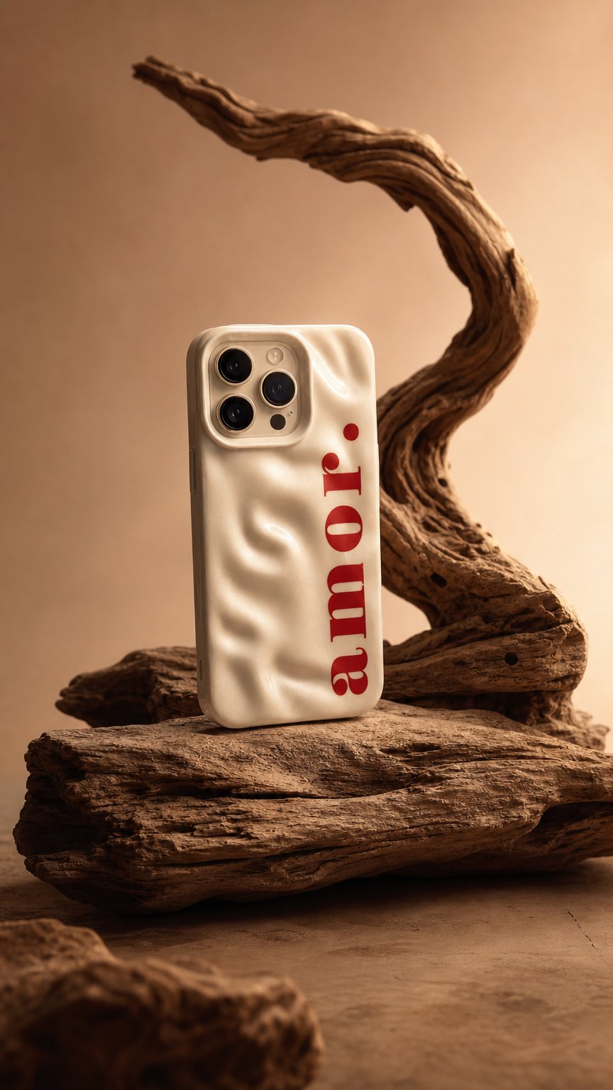 AI product shot of Coque iPhone Nacrée “Amor” – Élégance & Protection