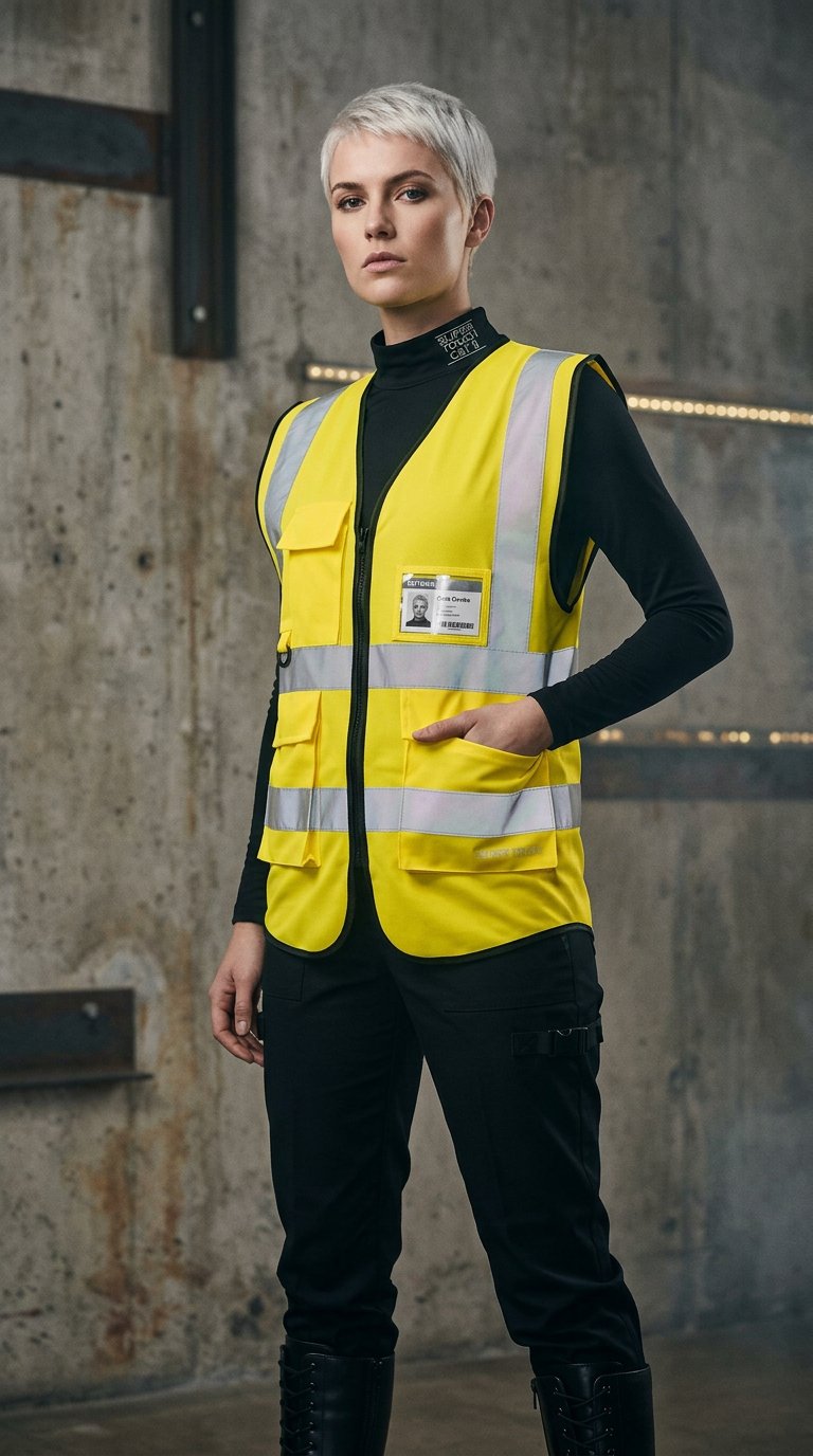 AI product shot of Hi Vis Yellow Executive Vest