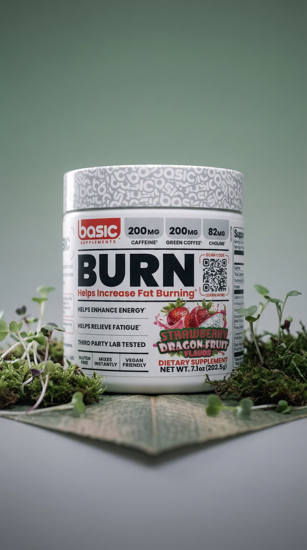 AI product shot of Strawberry Dragon Fruit Basic Burn