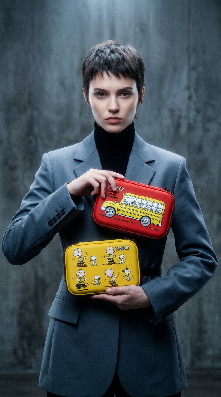 AI product shot of Peanuts Pencil Case [Yellow]