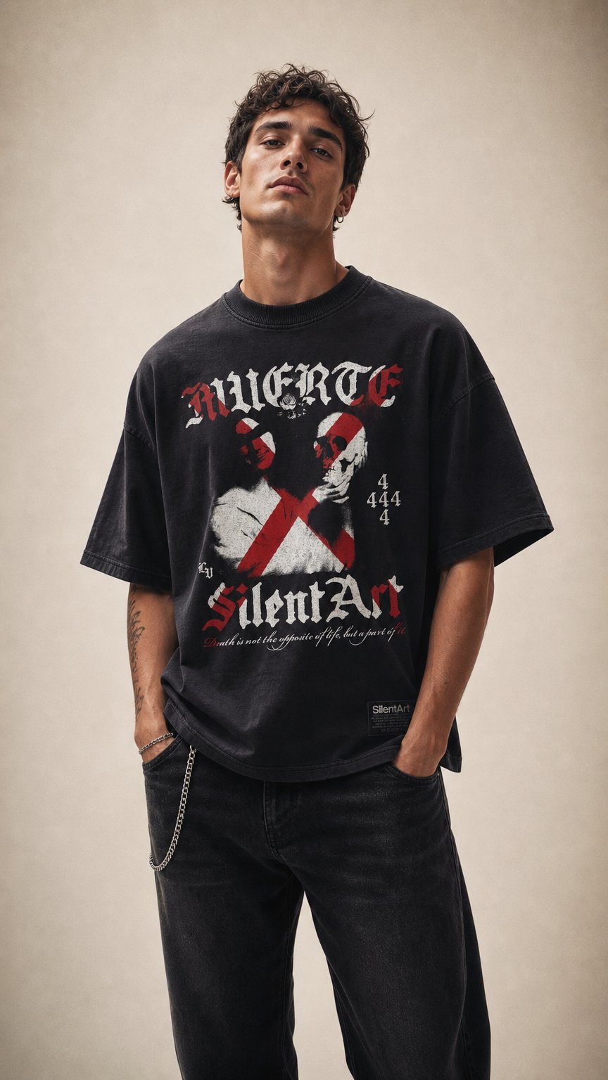 AI product shot of La Muerte Tee