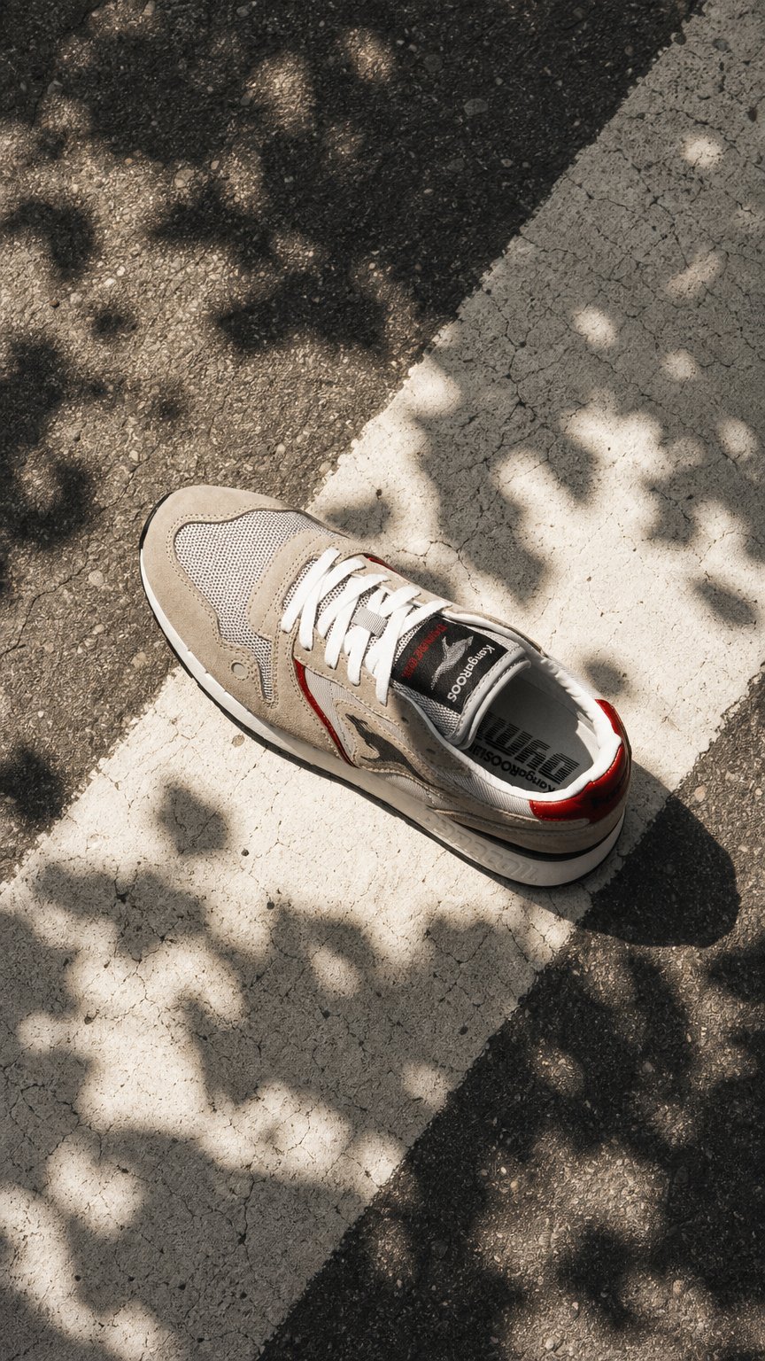AI product shot of Kangaroos Coil RX Cream/Red