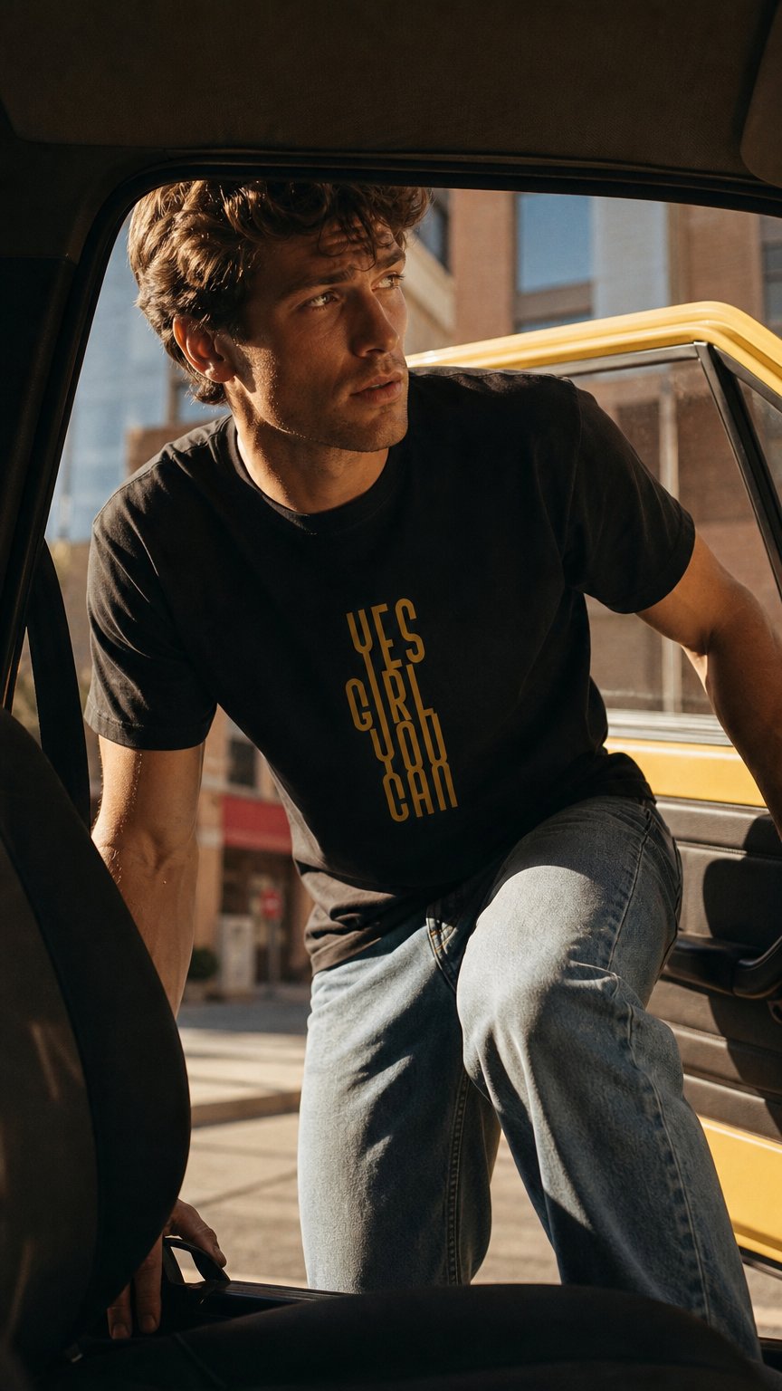AI product shot of Yes Girl You Can Unisex T-särk