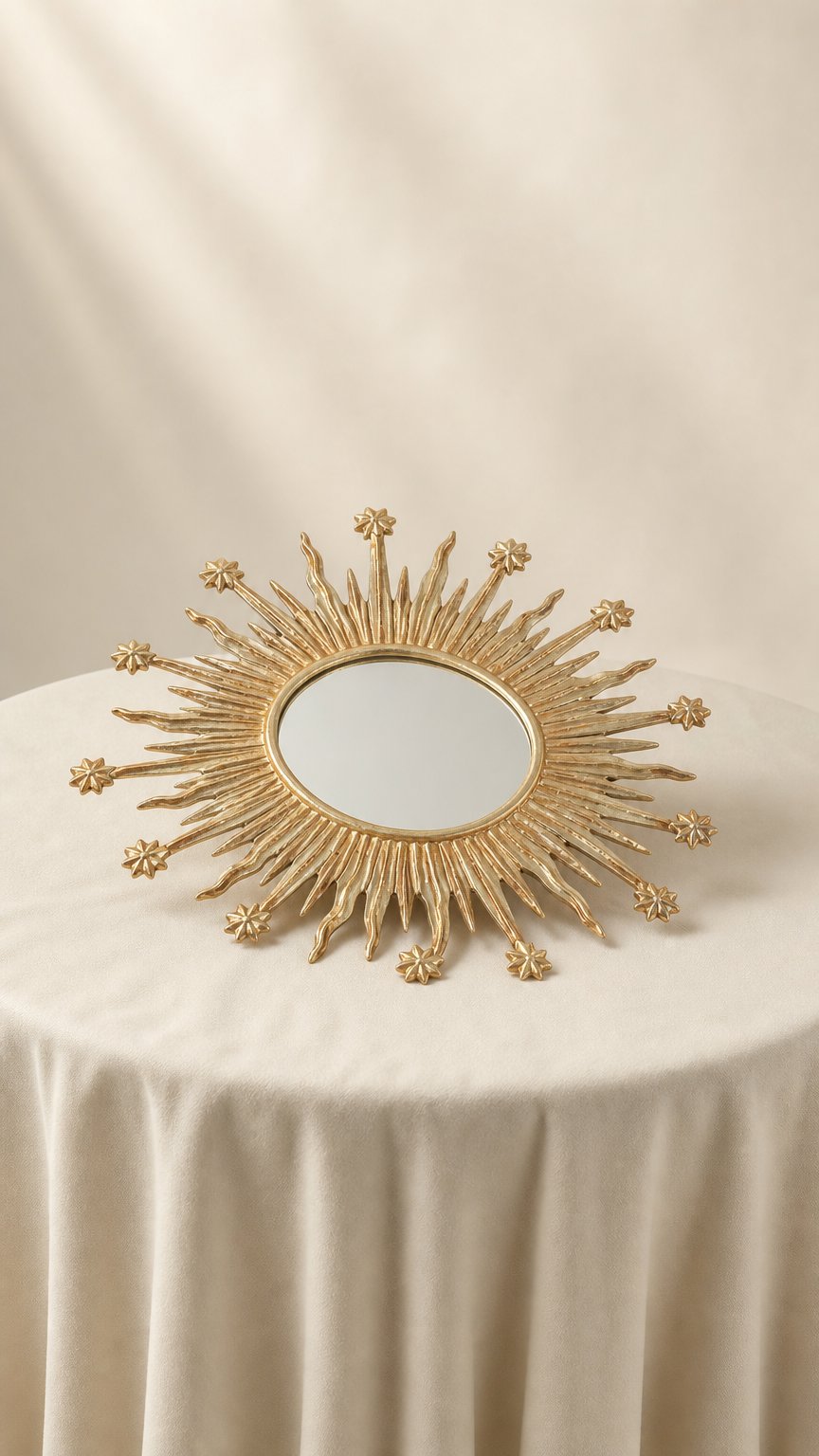 AI product shot of Antique Gold Celestial Wall Mirror