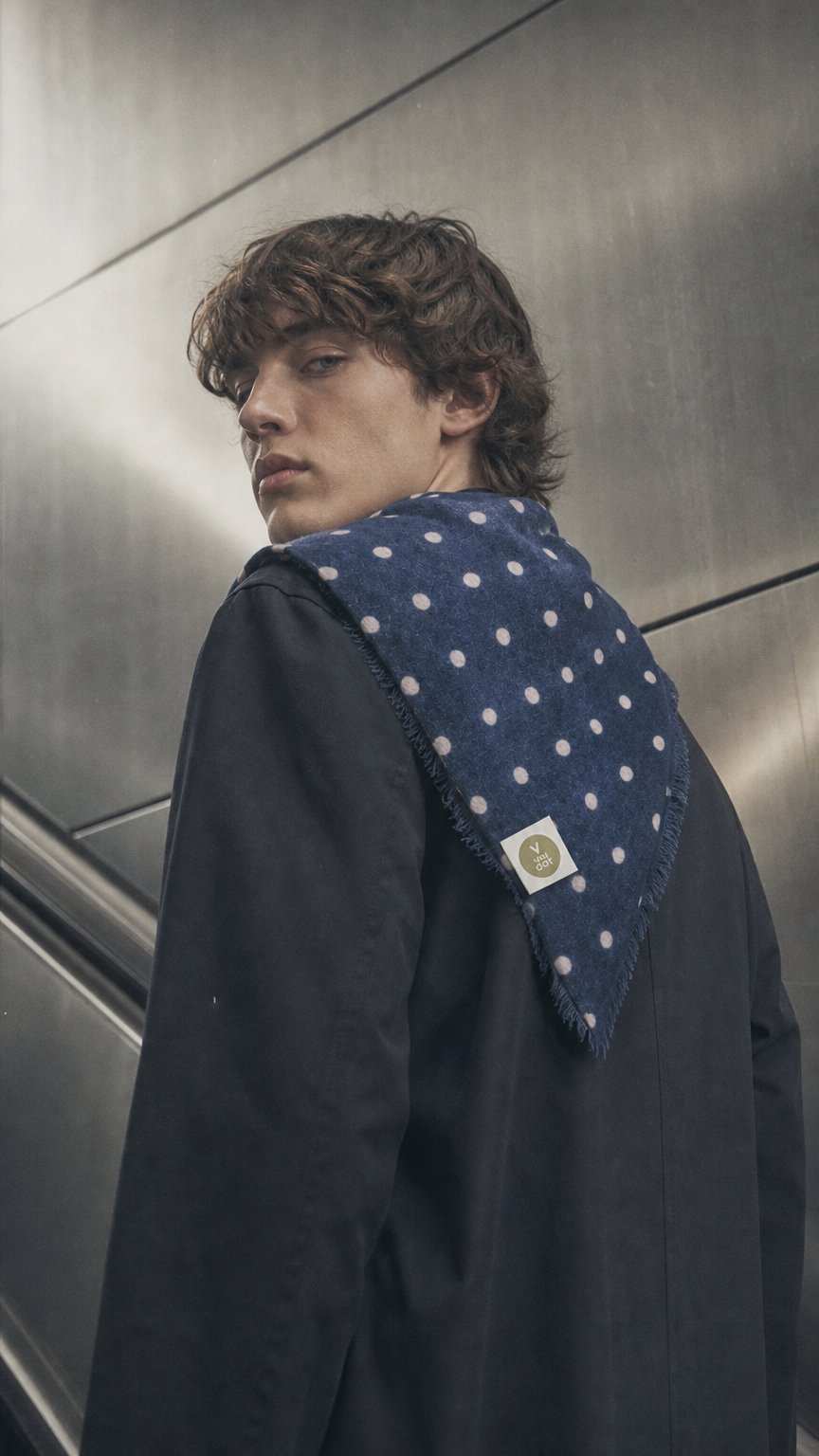AI product shot of Bandana Polka Dot Orca/Sandy XL mit Fransen