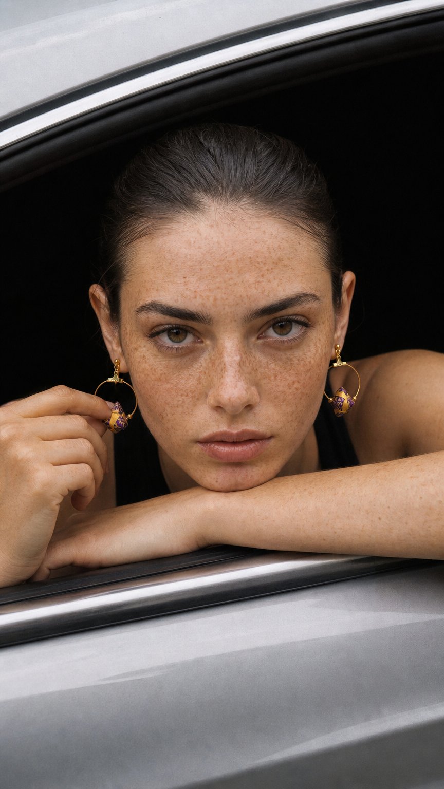 AI product shot of Sonobe Stripe Origami Earrings