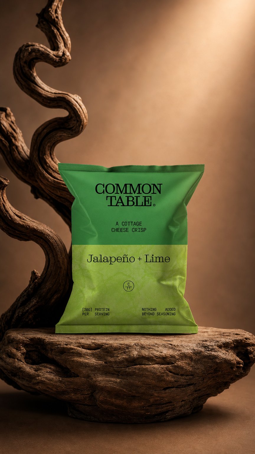 AI product shot of Jalapeno & Lime Cottage Cheese Crisp