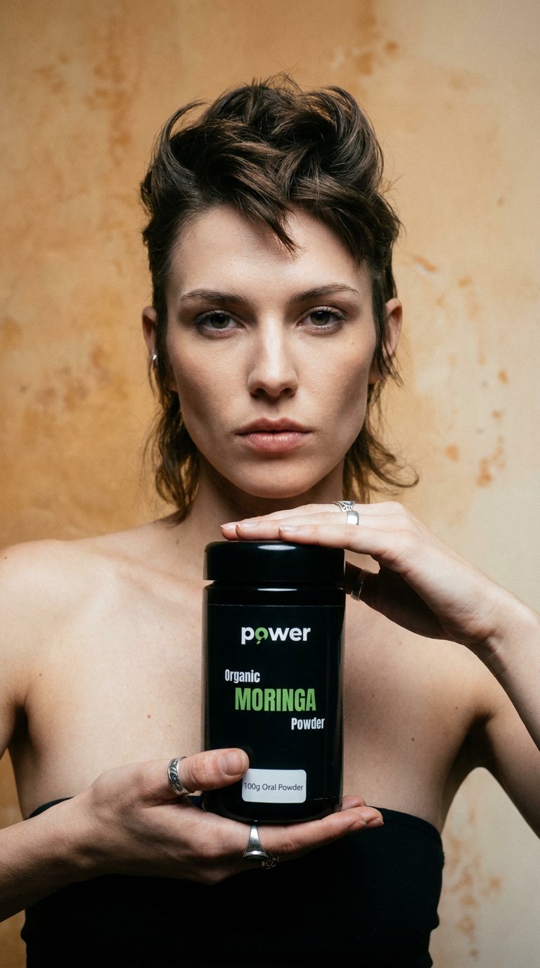 AI product shot of Organic Moringa Powder