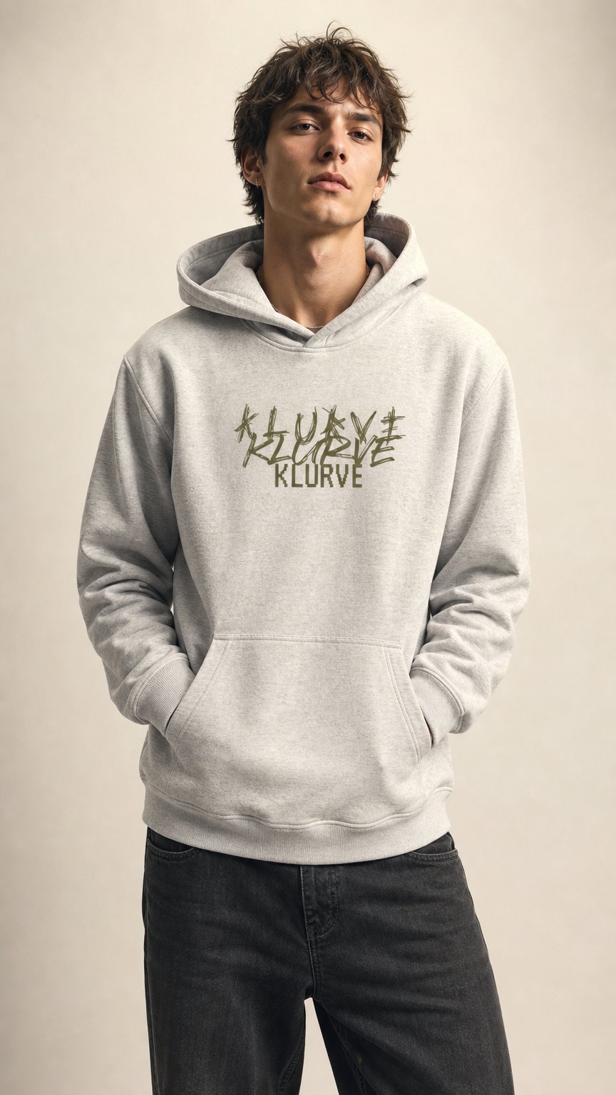 AI product shot of Klurve Oversized Fleeced Hoodie
