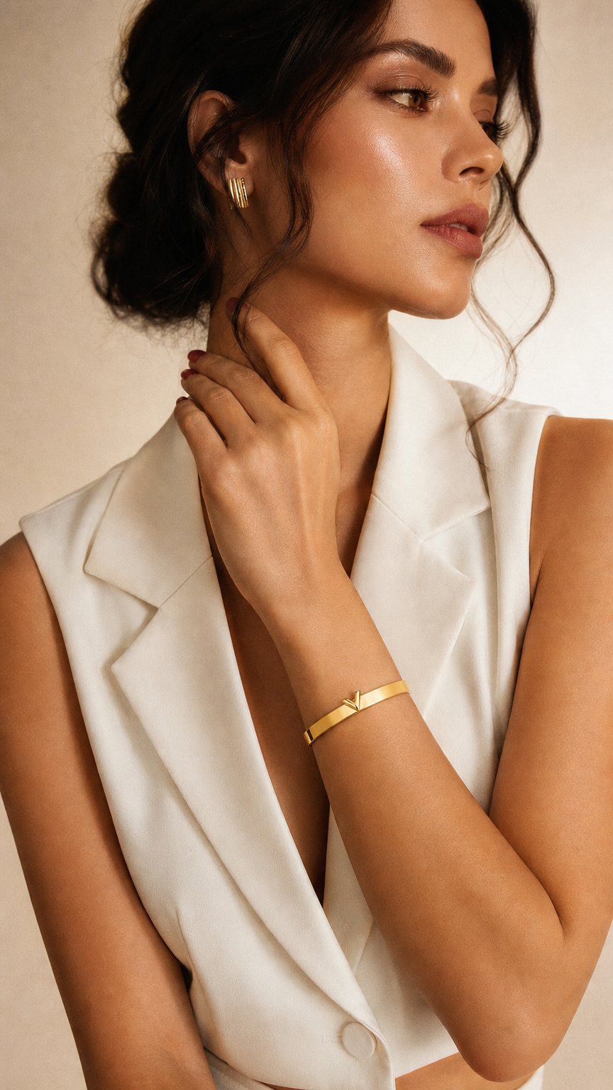 AI product shot of New Valeria Bangle | 18K Gold Plated