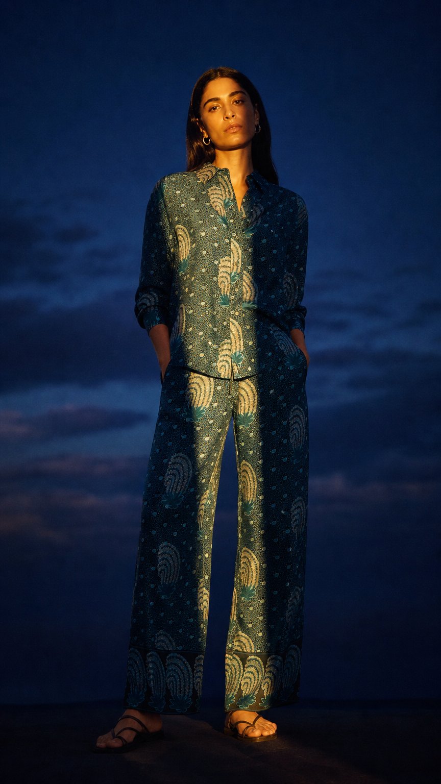 AI product shot of Hannah Artwear Azra Pant Tide Indigo