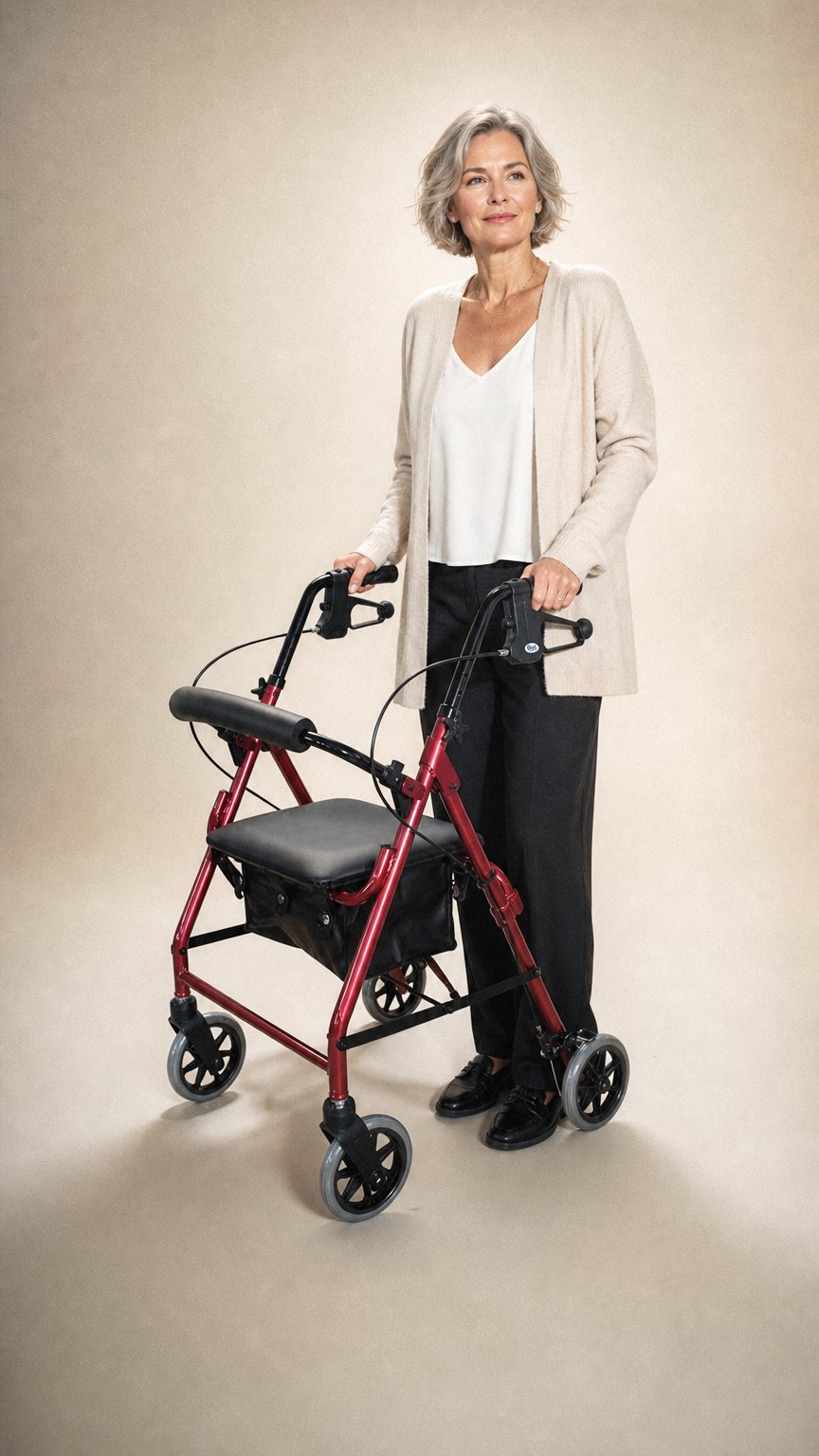 AI product shot of Days 102 Rollator, 6 inch Wheels, Red