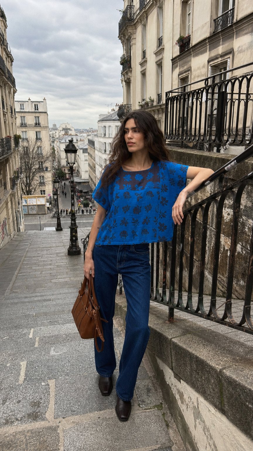 AI product shot of prudence top | spring 26 | azure