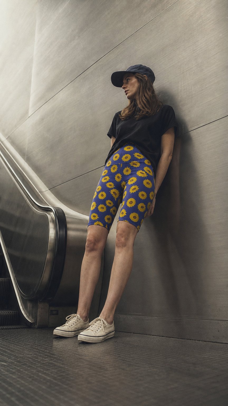 AI product shot of Biker Short Grossesse Tournesols Coton Bio