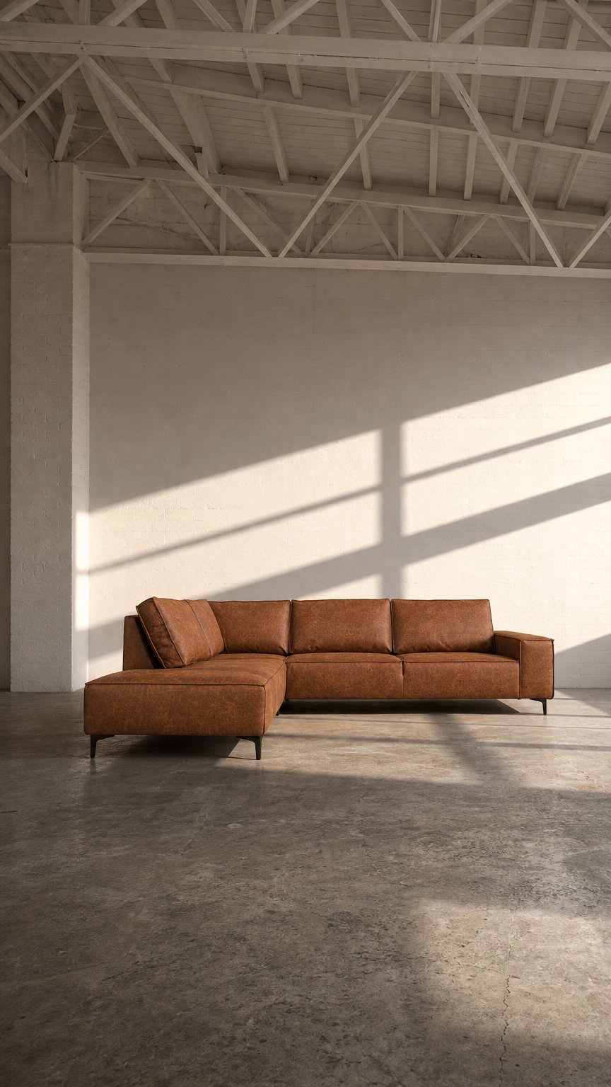 AI product shot of Brussel Oppsett 2 Hjørnesofa 305x215 Colorado Eco skinn