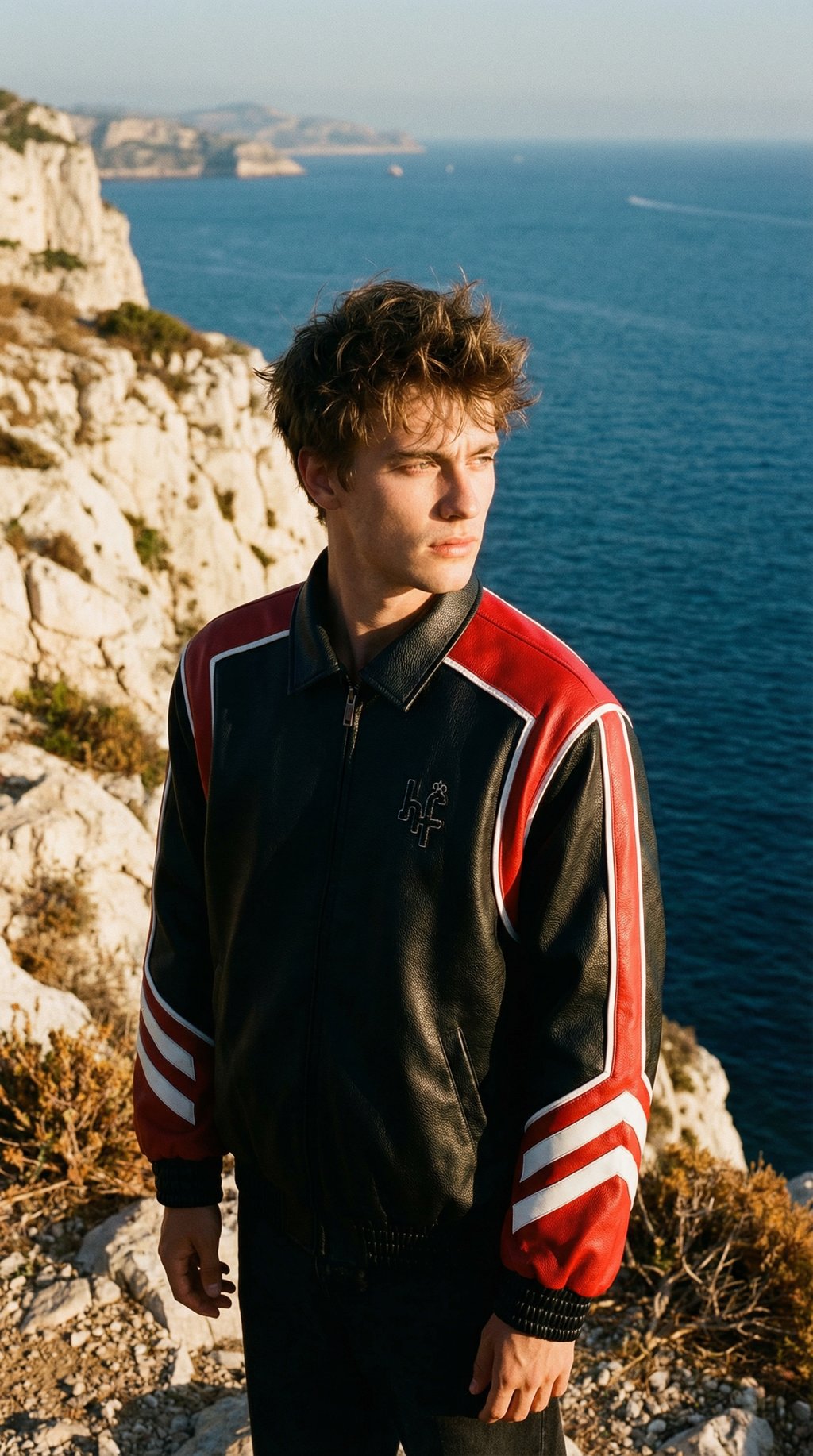 AI product shot of HF RED BOULEVARD JACKET