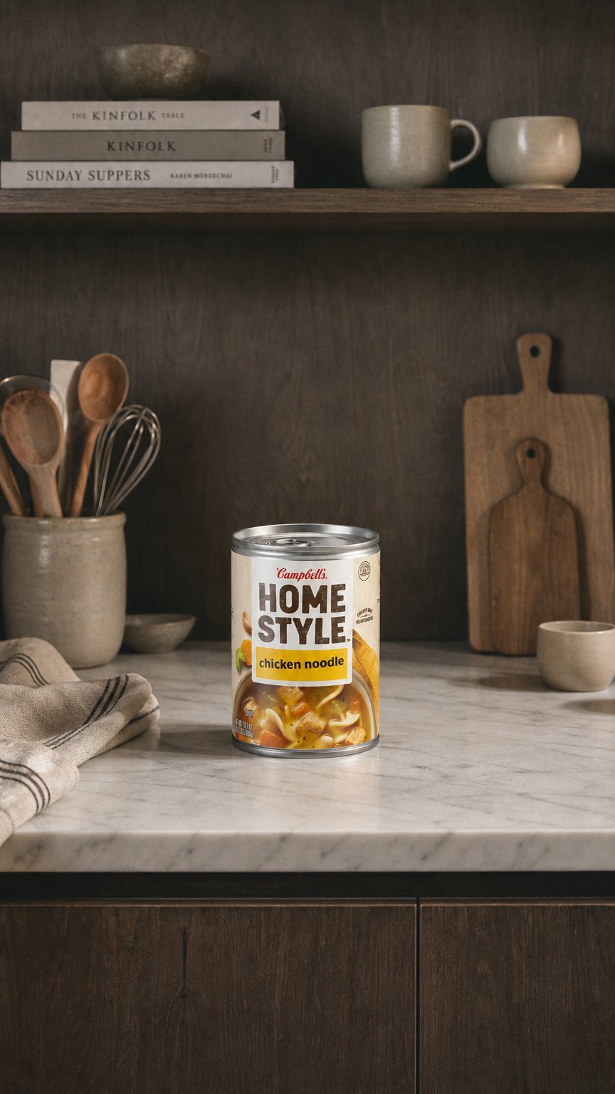 AI product shot of Homestyle Chicken Noodle Soup