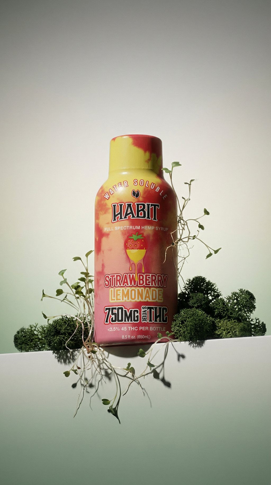 AI product shot of Delta 9 Syrup – Strawberry Lemonade