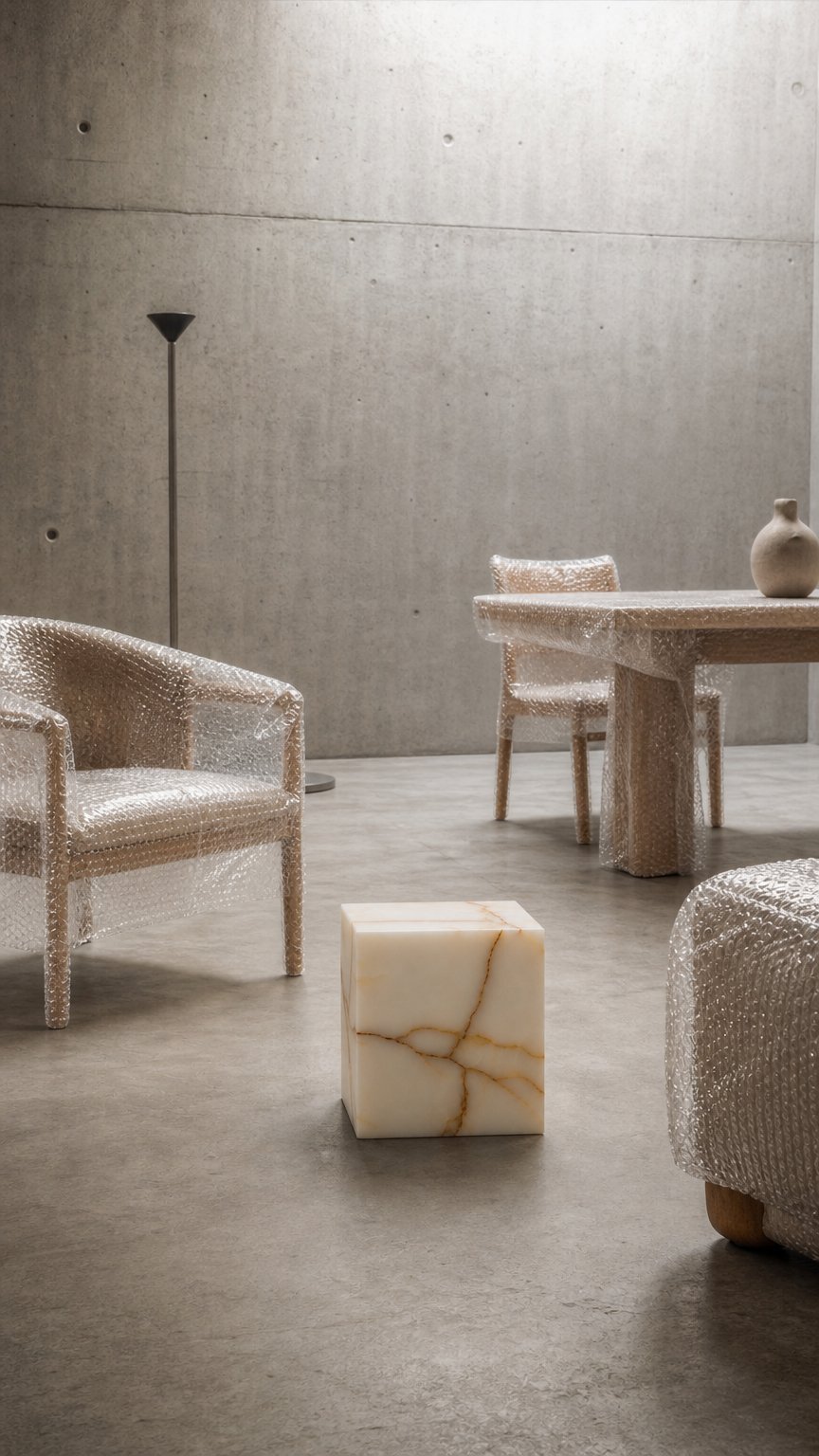 AI product shot of The White Onyx Table