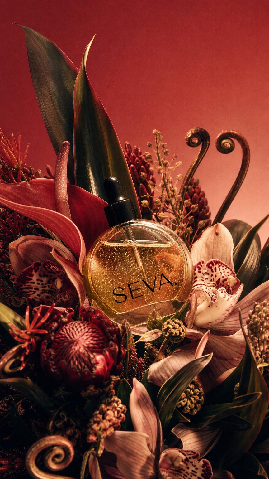 AI product shot of SEVA Hair Oil — For Stronger, Healthier Hair 50ml