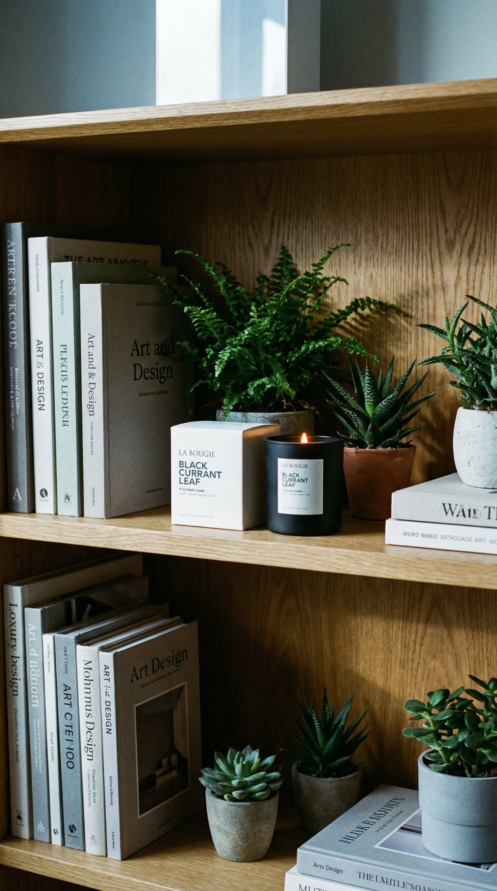 AI product shot of Blackcurrant Leaf Candle