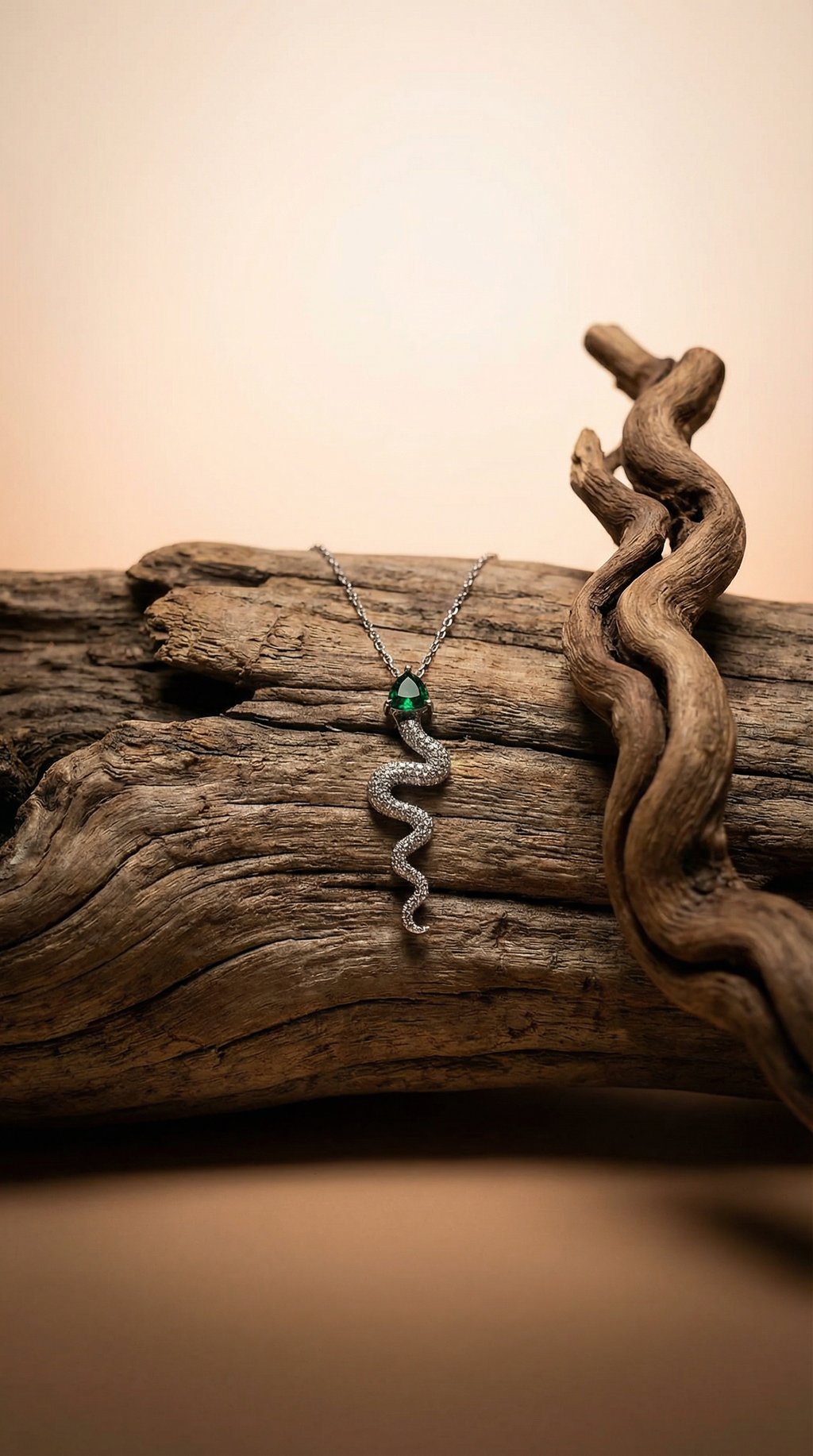 AI product shot of Silver Serpent Necklace