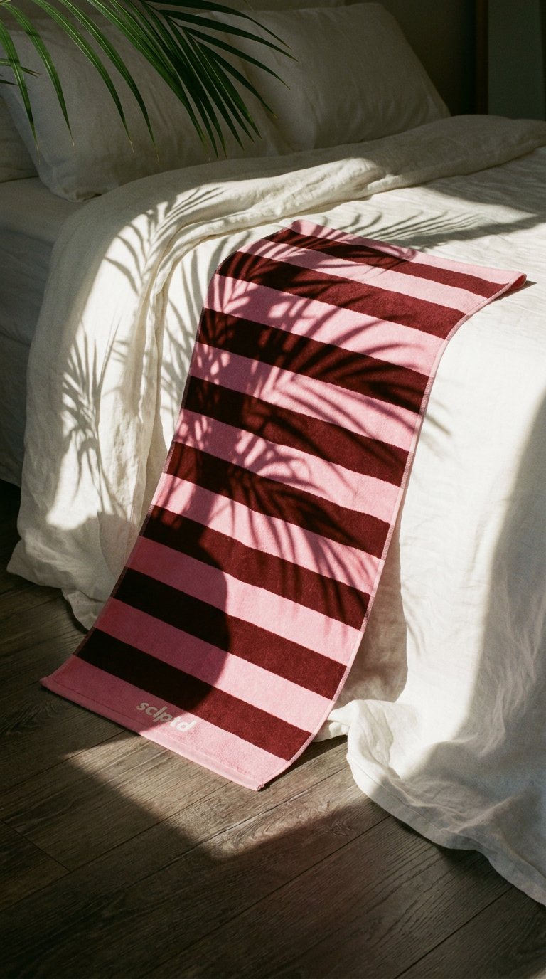 AI product shot of Berry Stripe Towel
