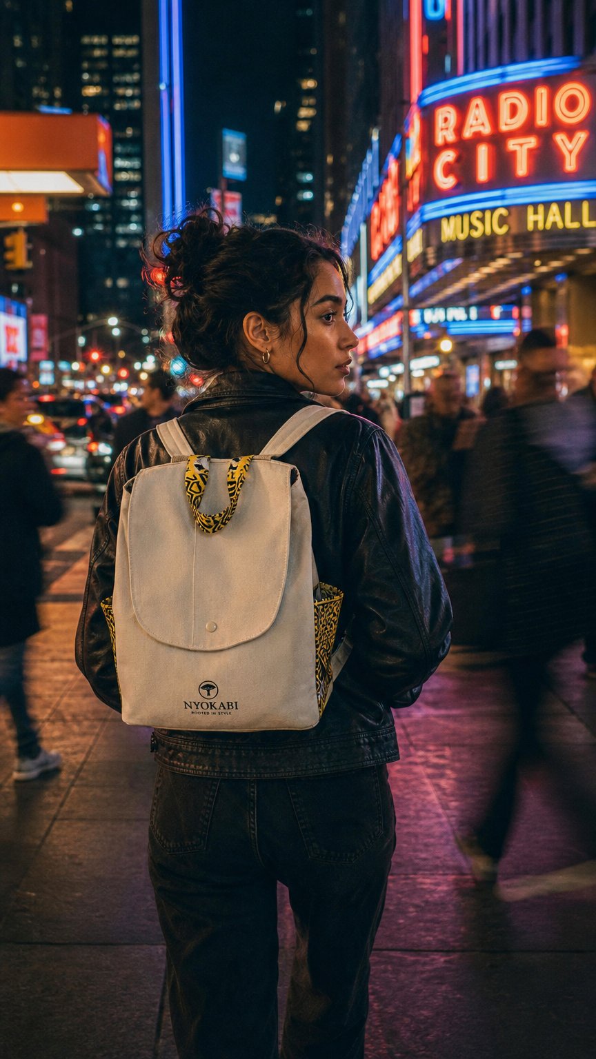 AI product shot of Nyokabi Canvas Backpack