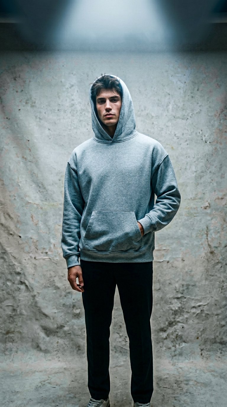 AI product shot of Grey Hoodie