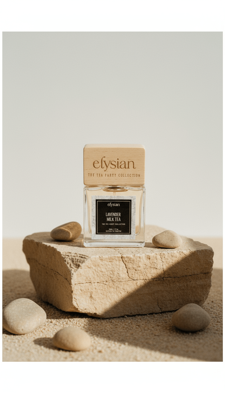AI product shot of Lavender Milk Tea - Awarded Best New Fragrance!