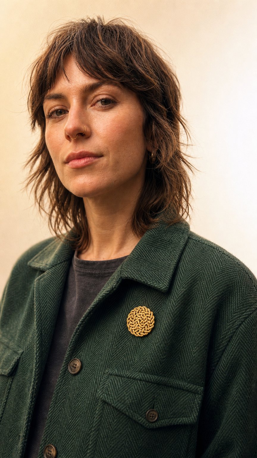 AI product shot of 1960s Monet Basketweave Brooch